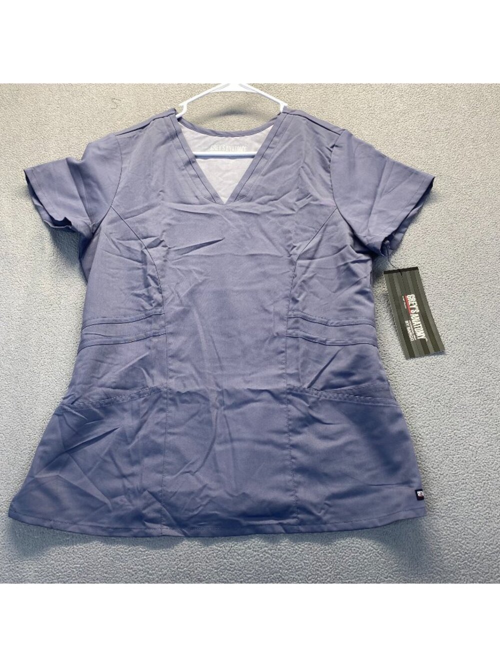 Grey's Anatomy BARCO SCRUB  3 pocket V neck shirred back  Large  Granite  NEW